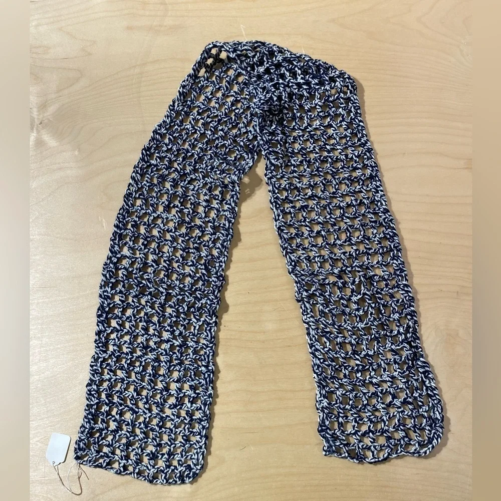 Handmade Crochet Scarf in Black and White (OS)